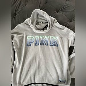 PINK Victoria's Secret Lightweight Hooded Pullover Sweatshirt - Light Gray